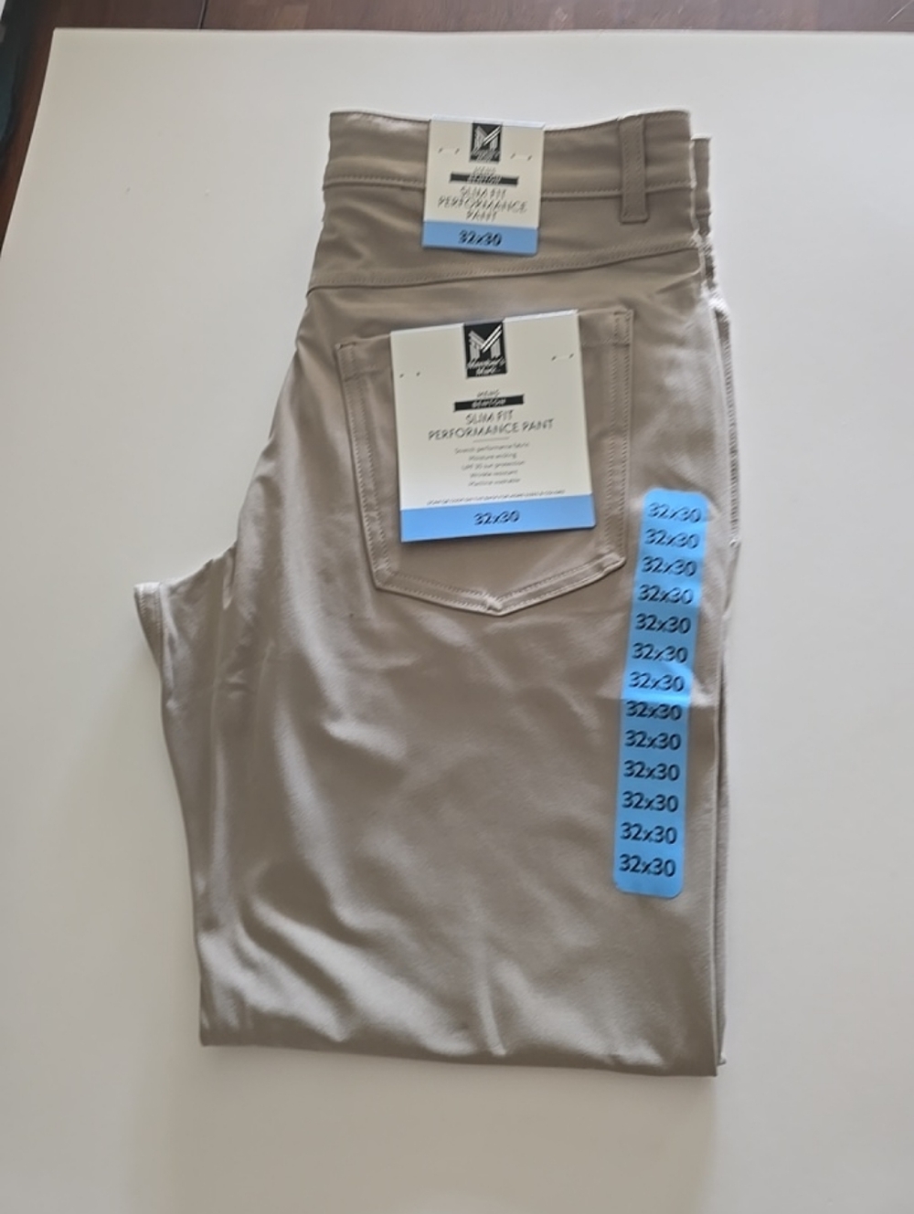 Members Mark Performance Slim Fit Men’s Pants in Taupe Size 32x30 NWT